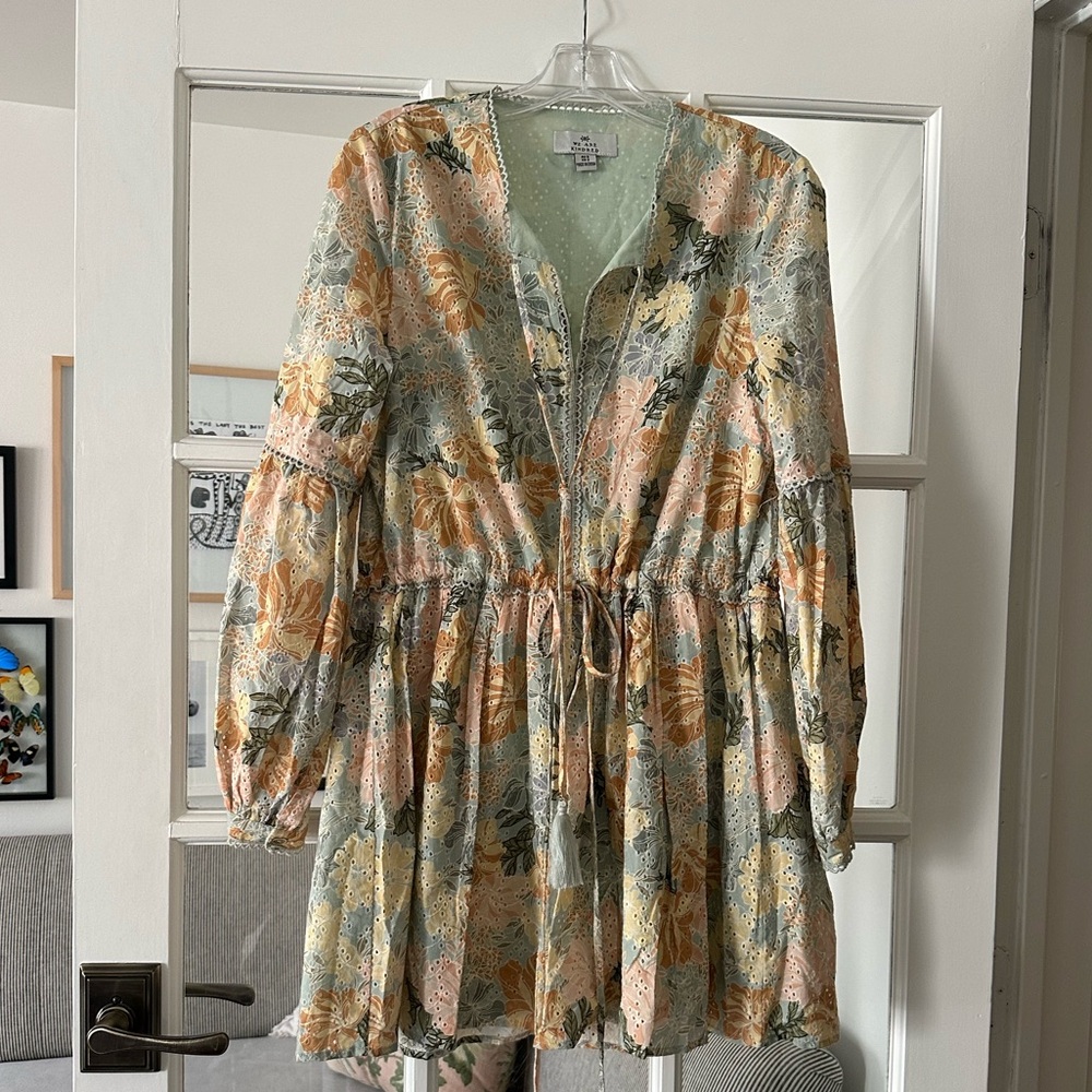 Tie waist cotton dress